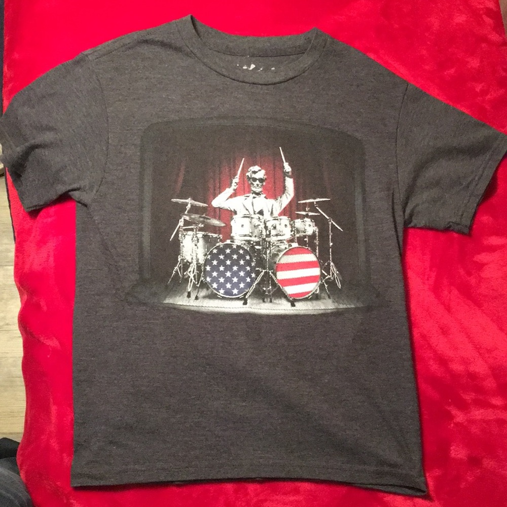 America, Abe Lincoln on Drums boys tee